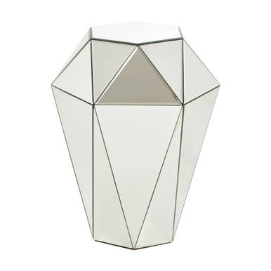 Silver Opulent Faceted Mirrored Side Table | Kensington Townhouse