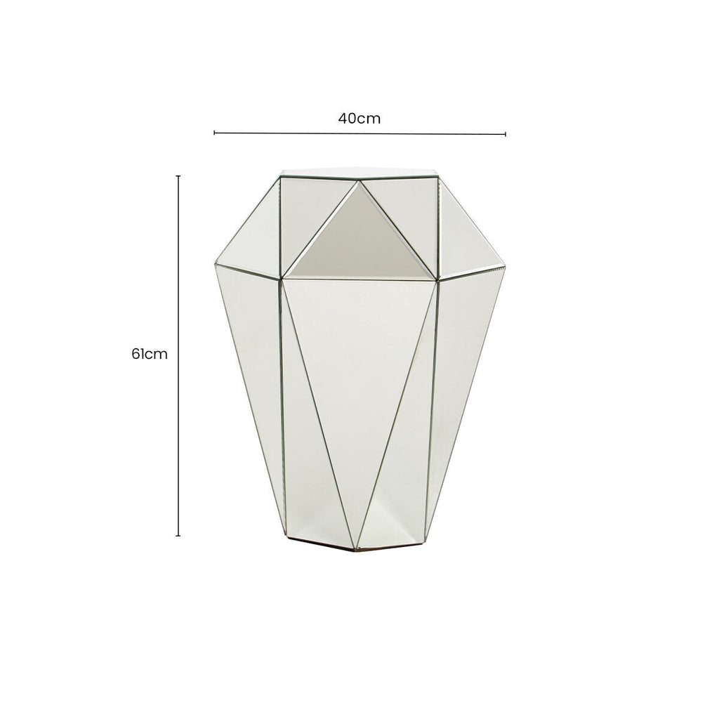 Silver Opulent Faceted Mirrored Side Table | Kensington Townhouse