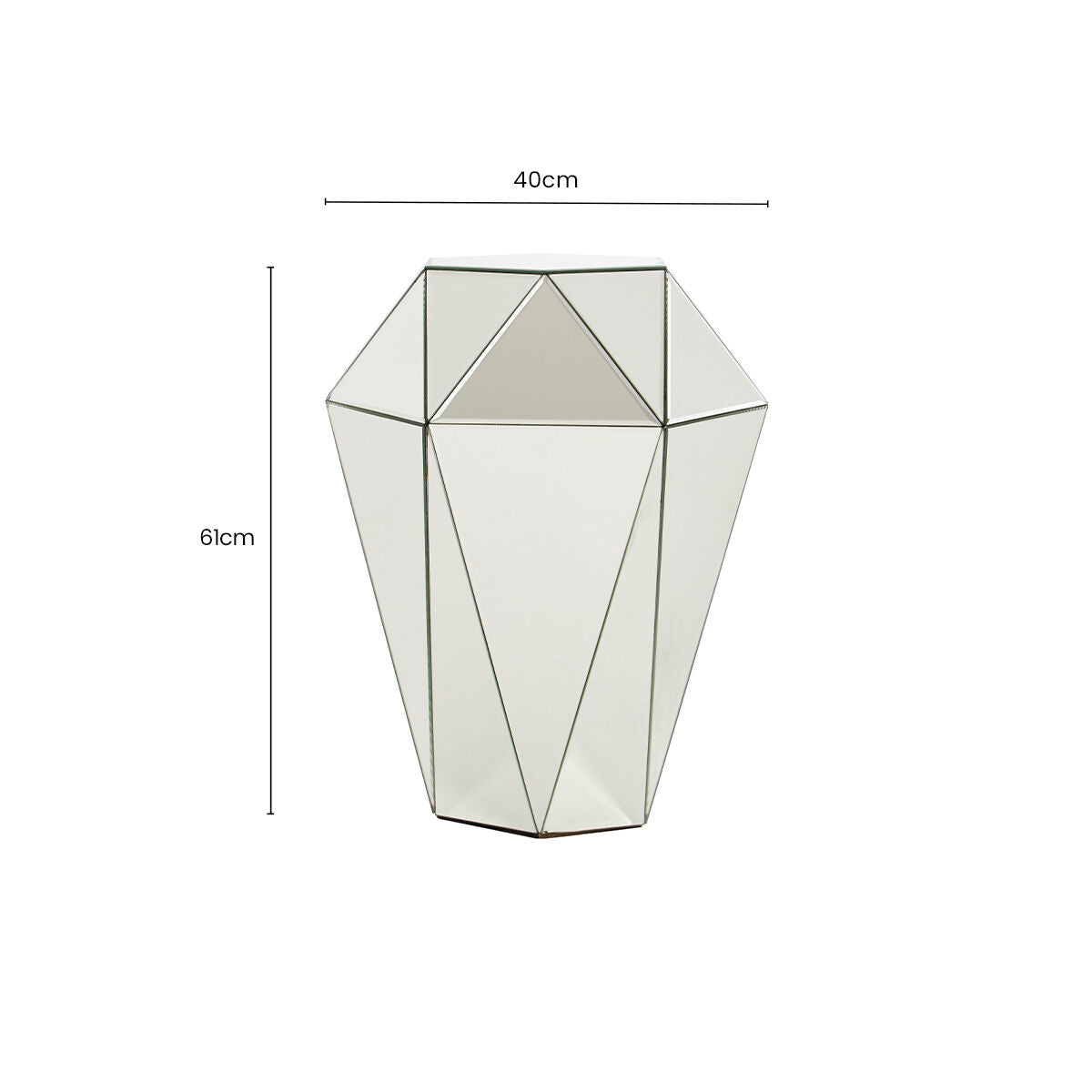 Silver Opulent Faceted Mirrored Side Table | Kensington Townhouse