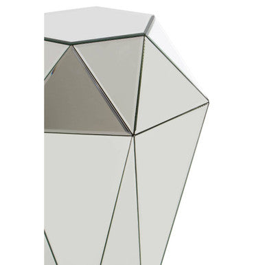 Silver Opulent Faceted Mirrored Side Table | Kensington Townhouse
