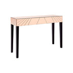 Rose Gold Mirrored Console Table with Sunburst Engraving and Black Legs | Kensington Townhouse