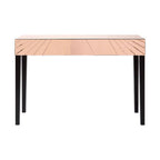 Rose Gold Mirrored Console Table with Sunburst Engraving and Black Legs | Kensington Townhouse