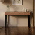 Rose Gold Mirrored Console Table with Sunburst Engraving and Black Legs | Kensington Townhouse