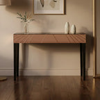 Rose Gold Mirrored Console Table with Sunburst Engraving and Black Legs | Kensington Townhouse