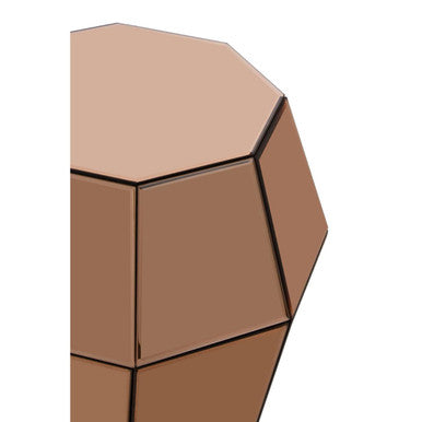 Faceted Rose Gold Mirrored Glass Side Table | Kensington Townhouse