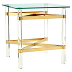 Glass Top Side Table with Acrylic Legs | Clarence
