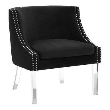 Black Velvet Chair with Acrylic Legs | Clarence