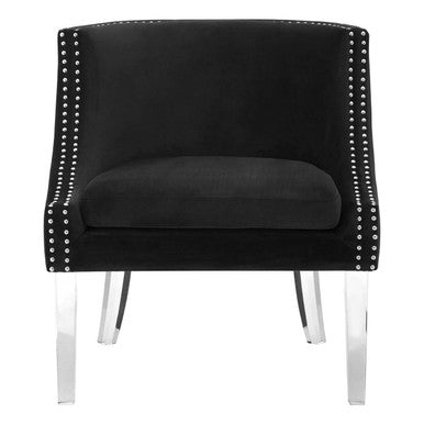 Black Velvet Chair with Acrylic Legs | Clarence