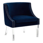 Navy Blue Velvet Chair with Acrylic Legs | Clarence