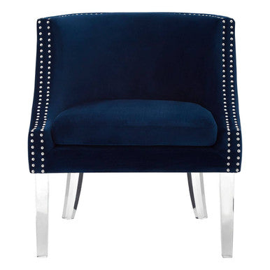 Navy Blue Velvet Chair with Acrylic Legs | Clarence