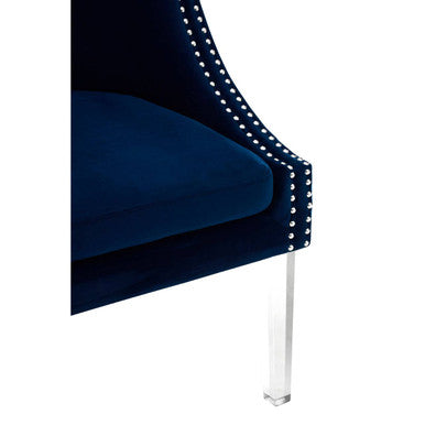 Navy Blue Velvet Chair with Acrylic Legs | Clarence