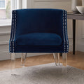 Navy Blue Velvet Chair with Acrylic Legs | Clarence