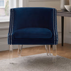 Navy Blue Velvet Chair with Acrylic Legs | Clarence