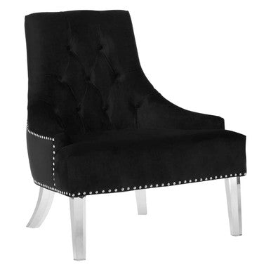 Button Tufted Black Velvet Chair | Clarence