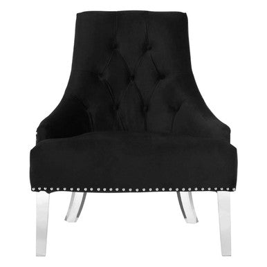 Button Tufted Black Velvet Chair | Clarence