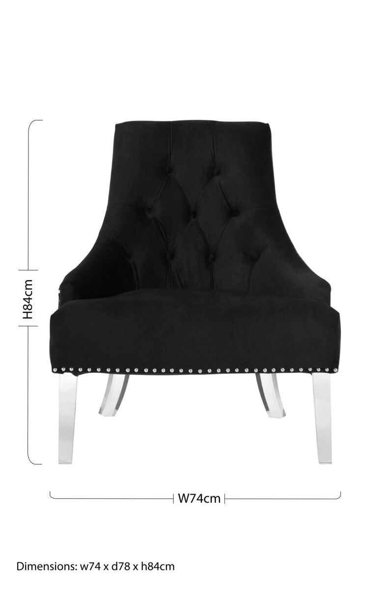 Button Tufted Black Velvet Chair | Clarence