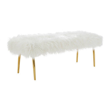 Fur Effect Bench with Gold Legs | Clarence