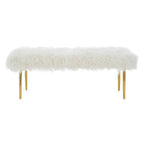 Fur Effect Bench with Gold Legs | Clarence