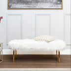 Fur Effect Bench with Gold Legs | Clarence