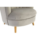 Grey Velvet Scalloped Curved Chair with Gold Wood Legs | Orlina