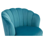 Blue Velvet Scalloped Curved Chair with Gold Wood Legs | Orlina