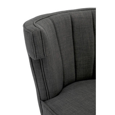 Grey Fabric Dining Chair with Black Legs | Oria