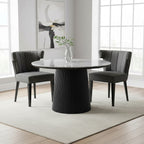 Grey Fabric Dining Chair with Black Legs | Oria