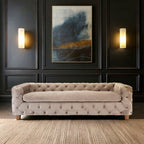 3 Seater Beige Velvet Sofa | Ophelia