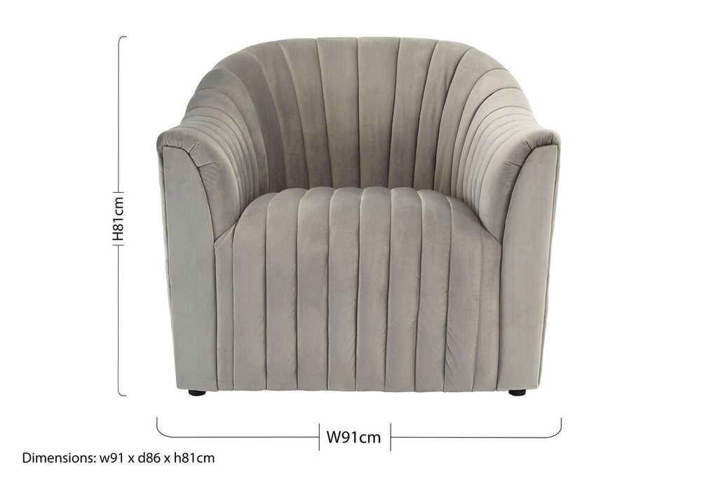 Grey Velvet Armchair | Opel