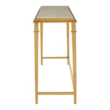 White Marble Top Console Table with Warm Gold Stainless Steel Frame | Alvaro