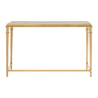 White Marble Top Console Table with Warm Gold Stainless Steel Frame | Alvaro