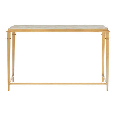 White Marble Top Console Table with Warm Gold Stainless Steel Frame | Alvaro