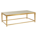 Rectangular White Marble Coffee Table with Warm Gold Stainless Steel Frame | Alvaro