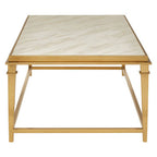 Rectangular White Marble Coffee Table with Warm Gold Stainless Steel Frame | Alvaro