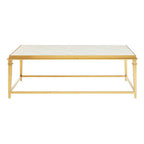 Rectangular White Marble Coffee Table with Warm Gold Stainless Steel Frame | Alvaro