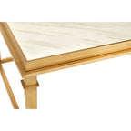 Rectangular White Marble Coffee Table with Warm Gold Stainless Steel Frame | Alvaro