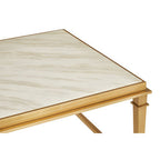 Rectangular White Marble Coffee Table with Warm Gold Stainless Steel Frame | Alvaro