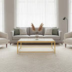 Rectangular White Marble Coffee Table with Warm Gold Stainless Steel Frame | Alvaro