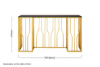 Gold Stainless Steel Frame Console Table with Black Tempered Glass Top | Alvaro
