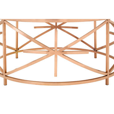 Rose Gold Finish Stainless Steel Frame Coffee Table with Black Marble Top | Alvaro
