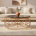 Rose Gold Finish Stainless Steel Frame Coffee Table with Black Marble Top | Alvaro