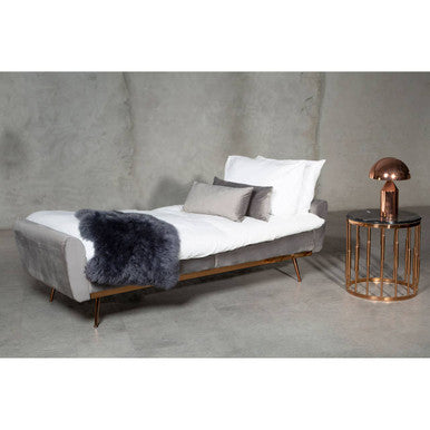 Round Rose Gold Copper Finish Frame Side Table with Black Marble Top | Alvaro