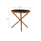 Black Glass Top Round Side Table with Rose Gold Iron Legs Ring Detail, Alvaro