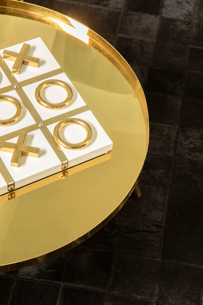 Rose Gold Set of 2 Round Coffee Tables with Angular Asymmetric Frames | Alvaro