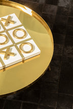 Rose Gold Set of 2 Round Coffee Tables with Angular Asymmetric Frames | Alvaro