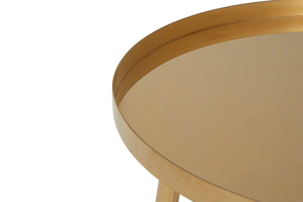 Rose Gold Set of 2 Round Coffee Tables with Angular Asymmetric Frames | Alvaro