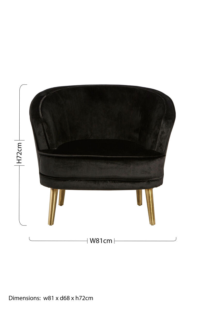 Black Velvet Round Chair | Louxor