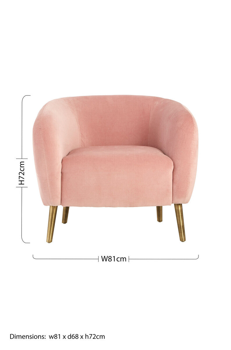 Pink Velvet Round Armchair | Louxor