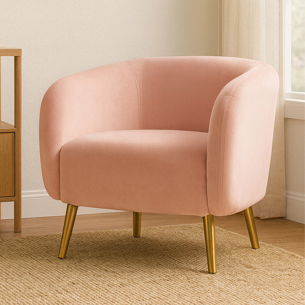 Pink Velvet Round Armchair | Louxor
