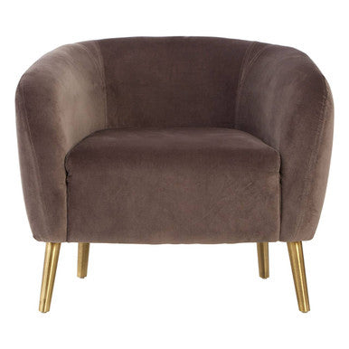 Grey Velvet Round Armchair | Louxor